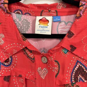 Farm Rio Calixta Midi Shirtdress 2x Hearts Butterfly